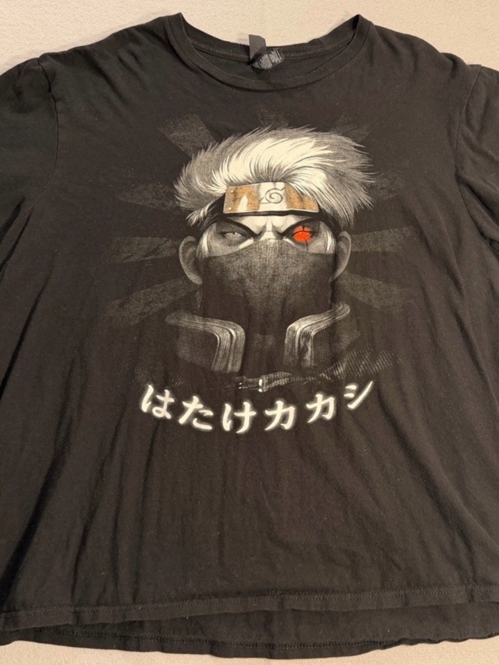 Graphic Anime Tee Naruto Kakashi Hatake 3XL Black Shirt Sharingan